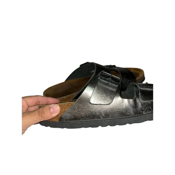 Birkenstock Metallic Leather Sandals With Double Adjustable Straps Womens Size 8