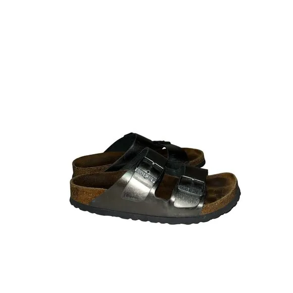 Birkenstock Metallic Leather Sandals With Double Adjustable Straps Womens Size 8