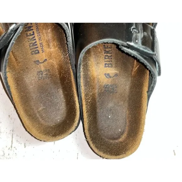 Birkenstock Metallic Leather Sandals With Double Adjustable Straps Womens Size 8