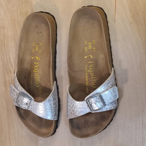 Birkenstock Papillio Madrid Silver Leather Women's Fashion Sandals