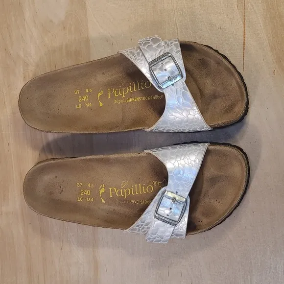 Birkenstock Papillio Madrid Silver Leather Women's Fashion Sandals