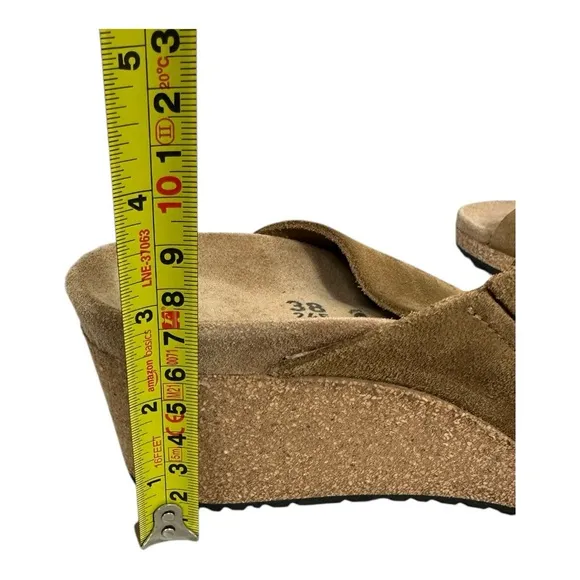 Birkenstock Papillio Namica Suede Leather Tea Women's Tan Wedge Sandals size 7
