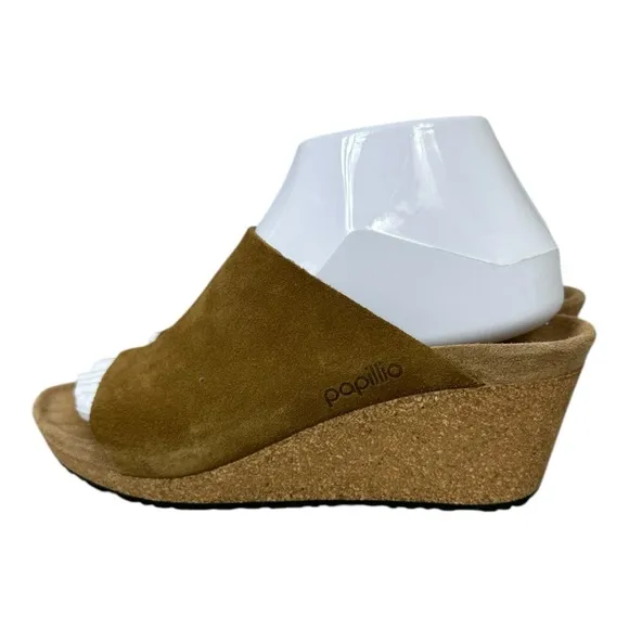 Birkenstock Papillio Namica Suede Leather Tea Women's Tan Wedge Sandals size 7