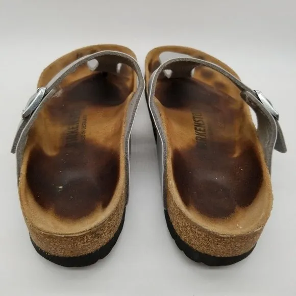 Birkenstock Women Gizeh Silver Flat Slip On Comfort Slide Sandals Size 9