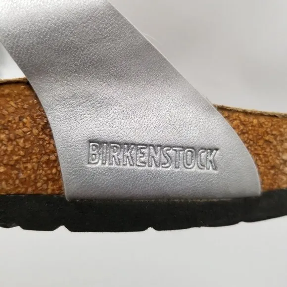 Birkenstock Women Gizeh Silver Flat Slip On Comfort Slide Sandals Size 9