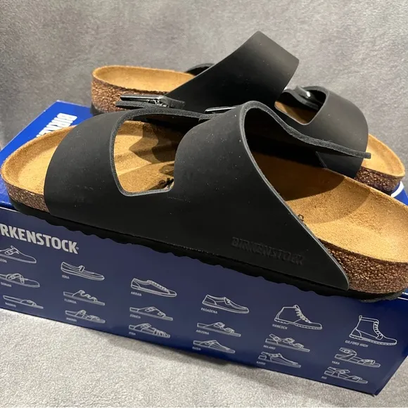 Birkenstock Women’s Arizona Black Sandals Oiled Leather Size 7 US 38 EU