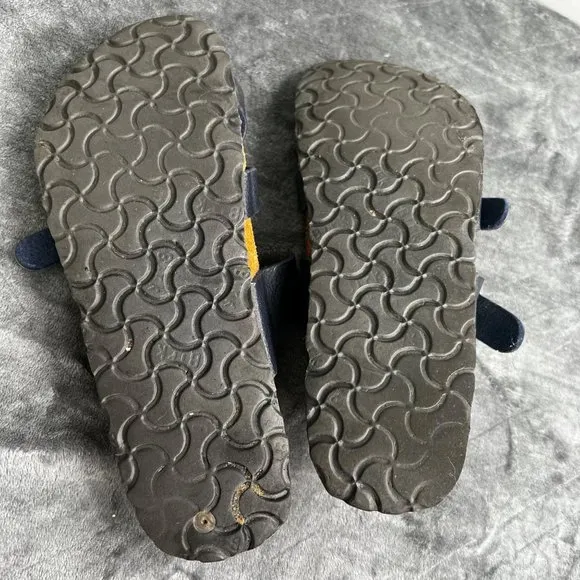 Birkis Birkenstock Nepal Sandals 9 Women Navy Blue Leather Double Buckle Comfort