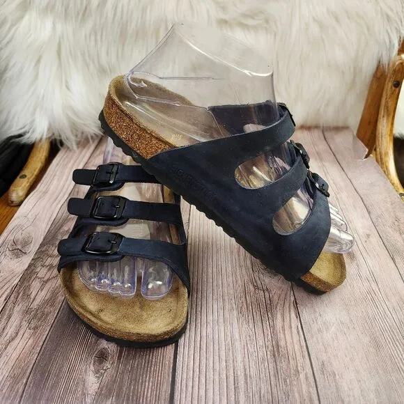 Bitkenstock Florida Womens  Navy 3-strap Slip-on Sandals Sz L4