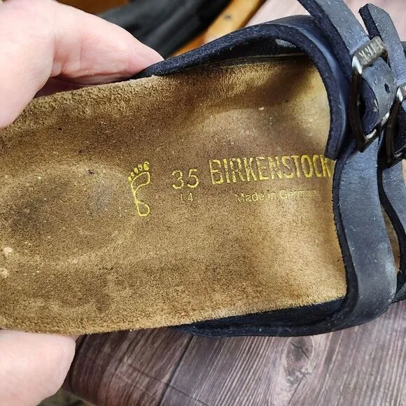 Bitkenstock Florida Womens  Navy 3-strap Slip-on Sandals Sz L4