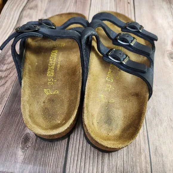 Bitkenstock Florida Womens  Navy 3-strap Slip-on Sandals Sz L4