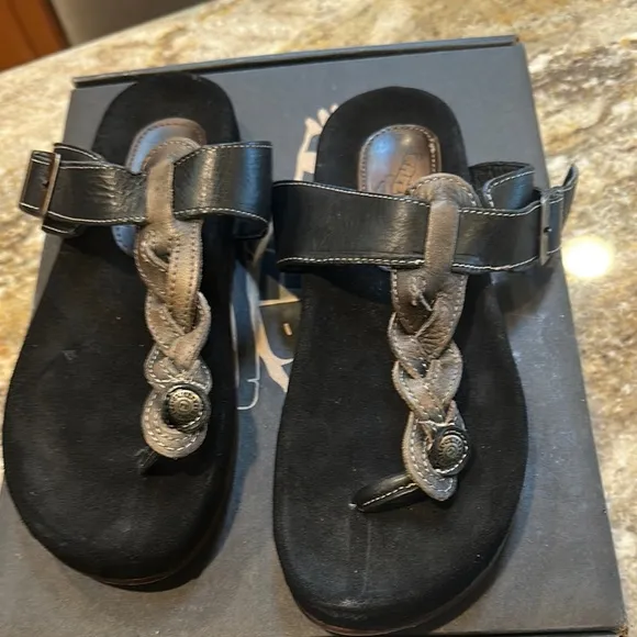 Black and brown Freebird Braided Sandals Athena