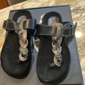 Black and brown Freebird Braided Sandals Athena