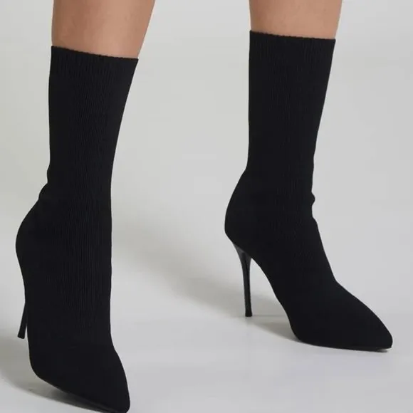 Black Ankle Sock Boot