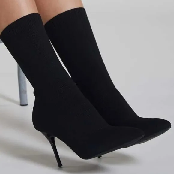 Black Ankle Sock Boot