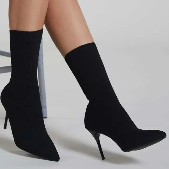 Black Ankle Sock Boot