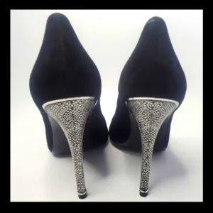 Black Suede embossed silver stilleto heels by TOSCA BLU shoes sz 40 EU (…