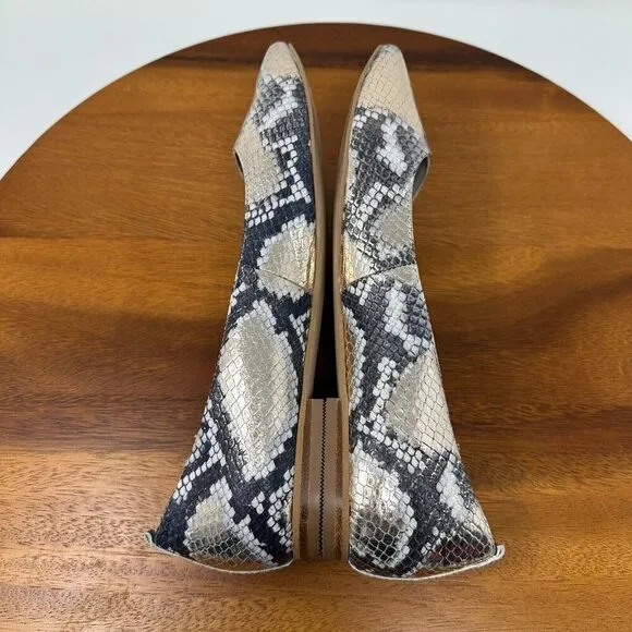 Boden Olive Ballerinas Shoes Sz 38 Metallic Snake print Square toe flats