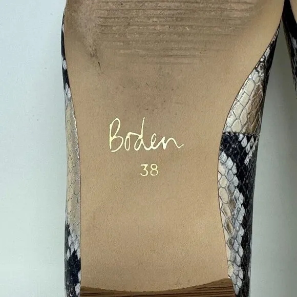 Boden Olive Ballerinas Shoes Sz 38 Metallic Snake print Square toe flats