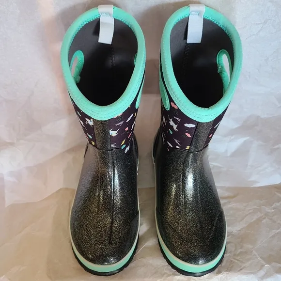 Bogs Classic Pegasus Little Kids Waterproof Snow Boots Black Multi &amp; Teal Size 3