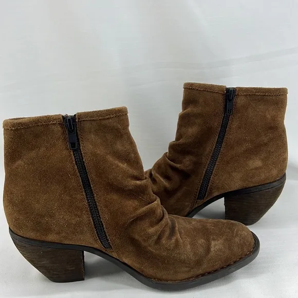 Born Aire Ruched Distressed Suede Ankle Boots
