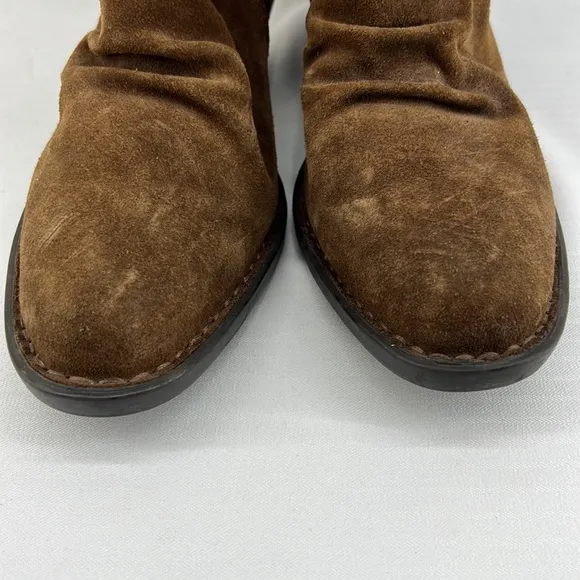 Born Aire Ruched Distressed Suede Ankle Boots