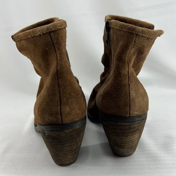 Born Aire Ruched Distressed Suede Ankle Boots