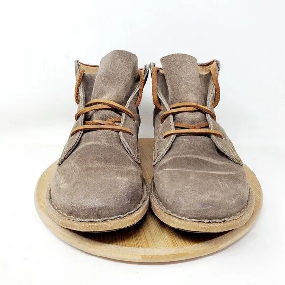 Born Cele Boots Womens 8 Taupe Suede Bootie Boho Ankle Lace Up Chukka Shoes