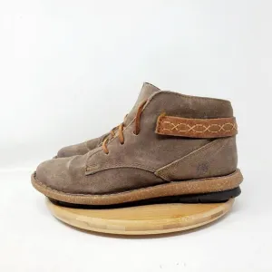 Born Cele Boots Womens 8 Taupe Suede Bootie Boho Ankle Lace Up Chukka Shoes