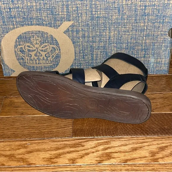 Born Haidee Leather Comfort Gladiator Sandals Black Straps &amp; Tan Sole Women’s 6