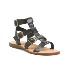 Born Haidee Leather Comfort Gladiator Sandals Black Straps &amp; Tan Sole Women’s 6