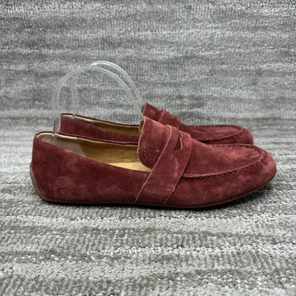 Born Melinda Dark Red Suede Slip-on Moccassin Women's 9.5M