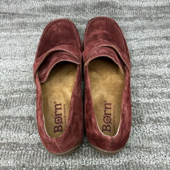 Born Melinda Dark Red Suede Slip-on Moccassin Women's 9.5M