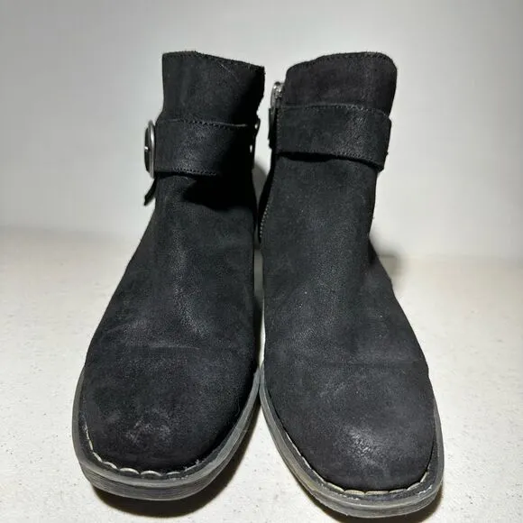 Born Morocco Boot Womens Size 6Black Suede Leather Booties Shoes Buckle