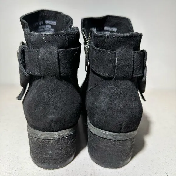 Born Morocco Boot Womens Size 6Black Suede Leather Booties Shoes Buckle