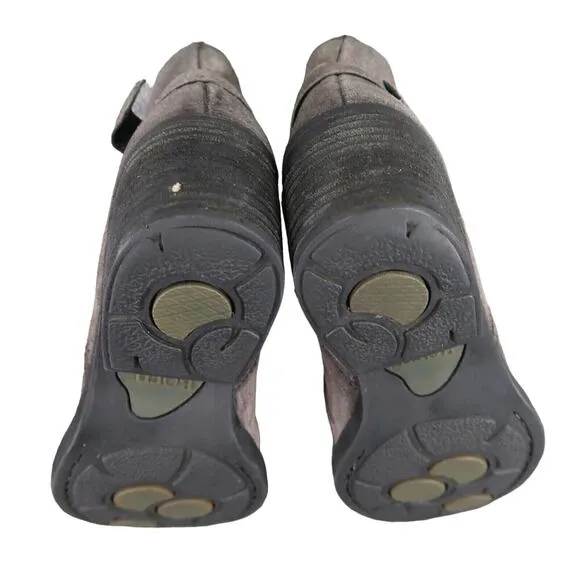 Born Shoes Womens 5.5 Booties Leather Casual Fashion Adia Moto Gray Block Heel