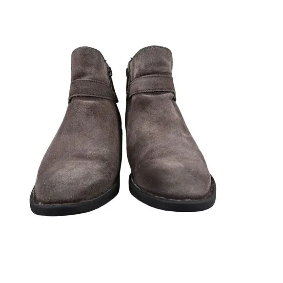 Born Shoes Womens 5.5 Booties Leather Casual Fashion Adia Moto Gray Block Heel