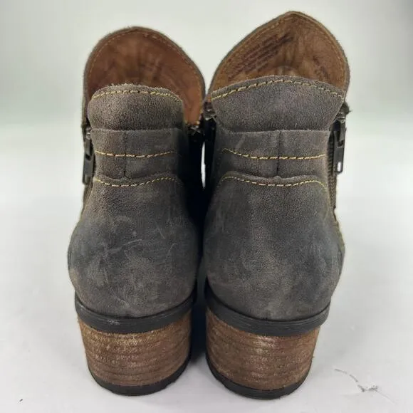 Born Womens Malta II Ankle Boots US 8 Double Zip Olive Leather Booties