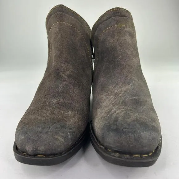 Born Womens Malta II Ankle Boots US 8 Double Zip Olive Leather Booties