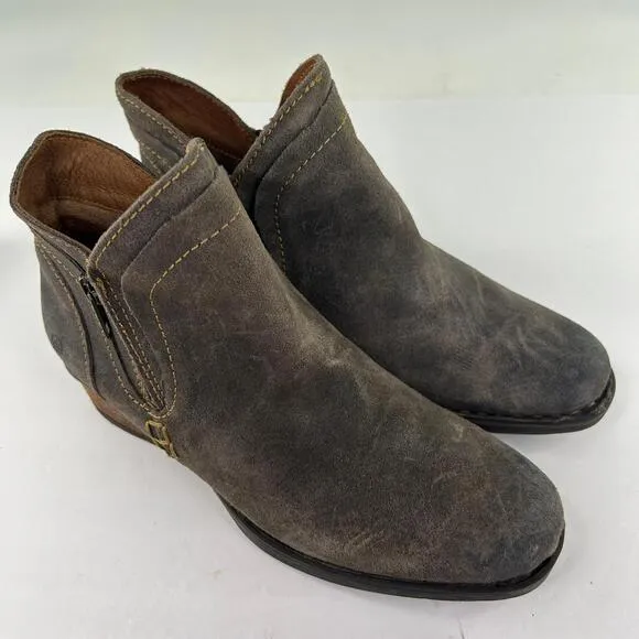 Born Womens Malta II Ankle Boots US 8 Double Zip Olive Leather Booties