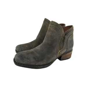 Born Womens Malta II Ankle Boots US 8 Double Zip Olive Leather Booties
