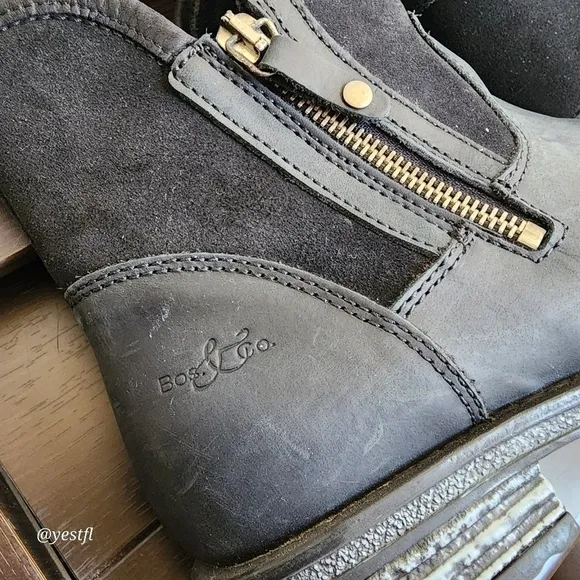 Bos. &amp; Co .STRIVE BLACK ZIP UP ANKLE BOOTS 37