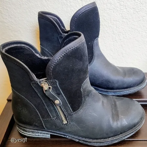 Bos. &amp; Co .STRIVE BLACK ZIP UP ANKLE BOOTS 37