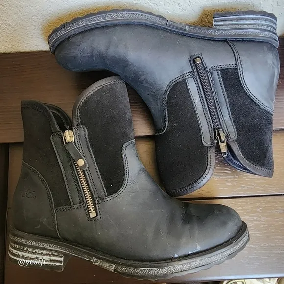Bos. &amp; Co .STRIVE BLACK ZIP UP ANKLE BOOTS 37