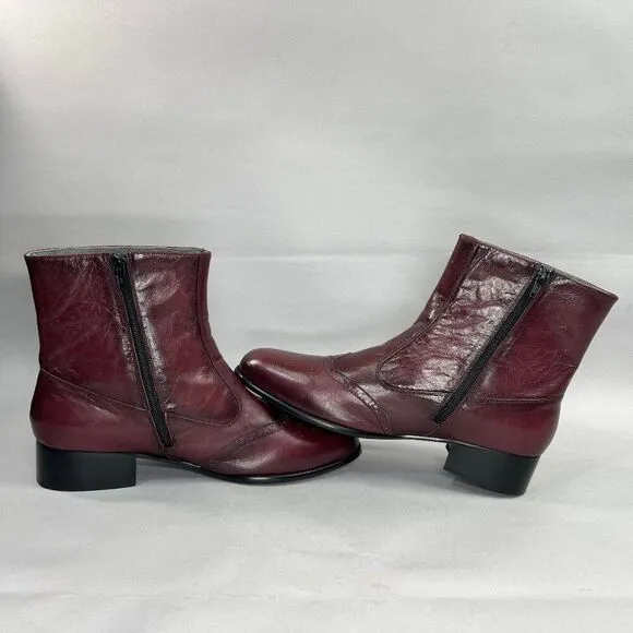 Botany 500 Men's Size 12 Burgundy Leather Ankle Boots