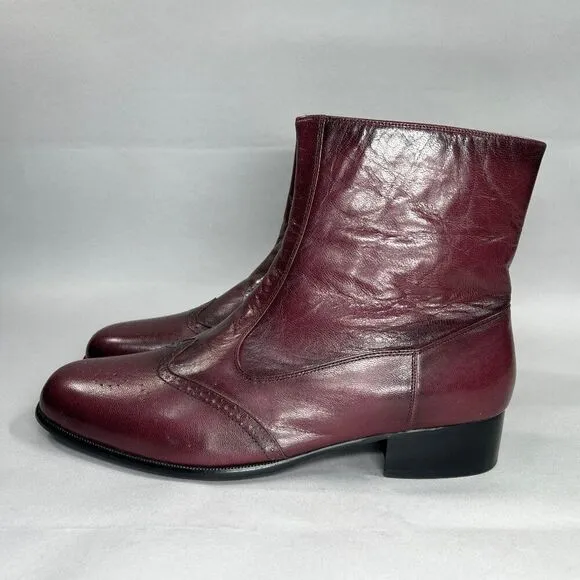 Botany 500 Men's Size 12 Burgundy Leather Ankle Boots