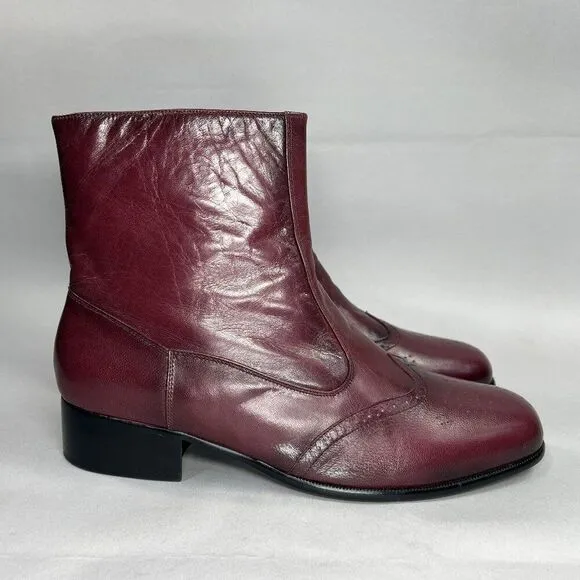 Botany 500 Men's Size 12 Burgundy Leather Ankle Boots