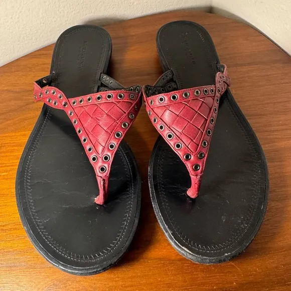 Bottega Veneta Burgundy Nappa Intrecciato Sandals Size 38.5