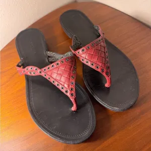 Bottega Veneta Burgundy Nappa Intrecciato Sandals Size 38.5