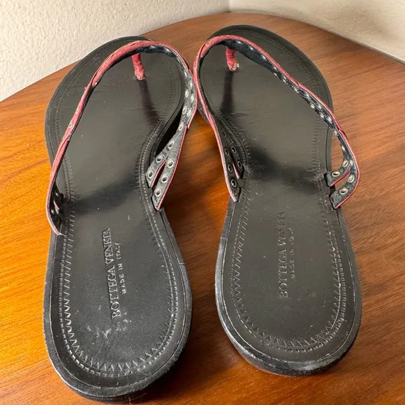 Bottega Veneta Burgundy Nappa Intrecciato Sandals Size 38.5