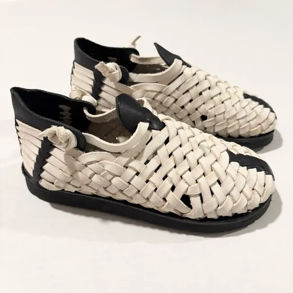 Brand X Huaraches Black White Boot V3 Slip On Leather Shoes, UK 5.5 (US 7.5)